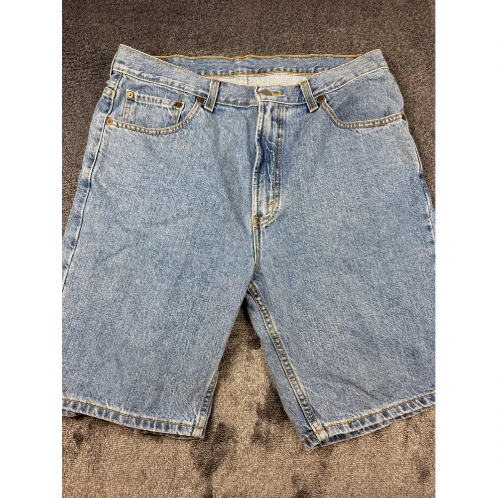 Levis 505 Regular Fit Denim Shorts Mens 36 Blue Vintage Y2K Mid Wash Jean Shorts